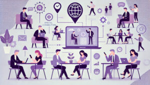 異なる拠点間で円滑なコミュニケーションを実現しているイメージ