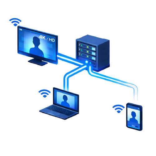 回線帯域の変化をリアルタイムに検知し、最適な画質へ自動調整
