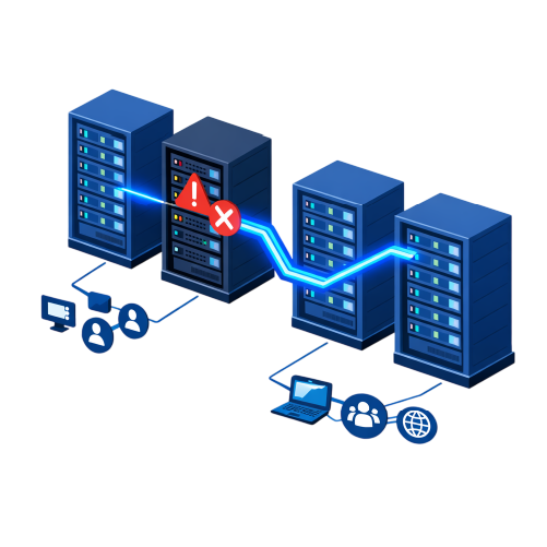瞬時に予備システムへ自動切り替え