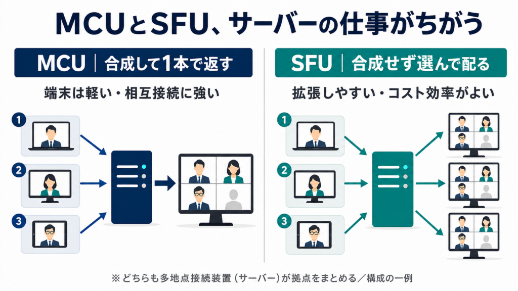 MCUとSFUの違い
