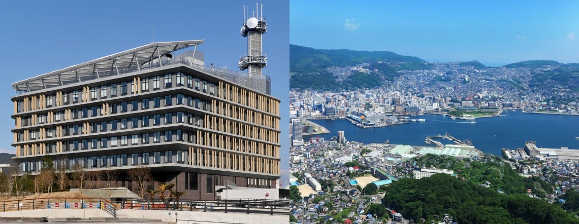 長崎県警察本部 庁舎と海と山が織り成す美しい長崎の町並み