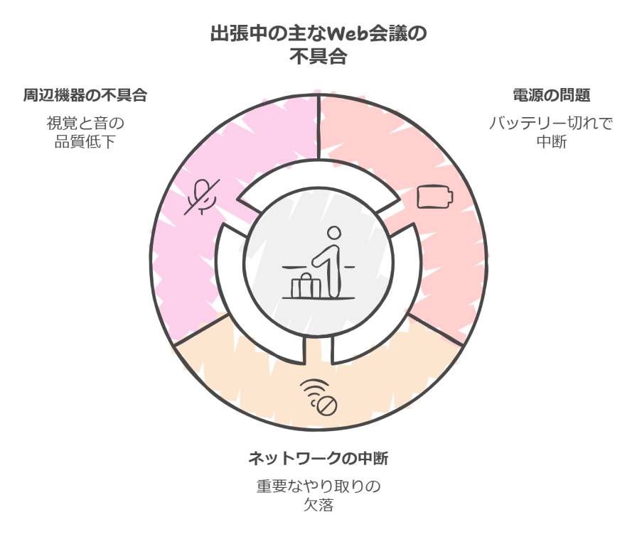 出張中の主なWeb会議のトラブル